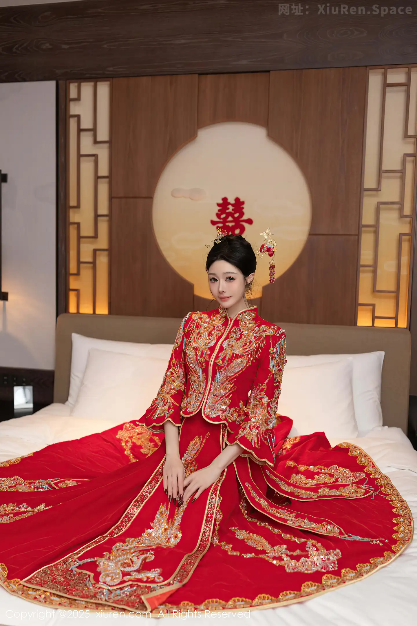 图片[6]-[XiuRen秀人网] VOL.10055 模特小逗逗新婚主题性感红色蕾丝内衣配黑丝吊袜完美诱惑写真82P-秀人网官方网站